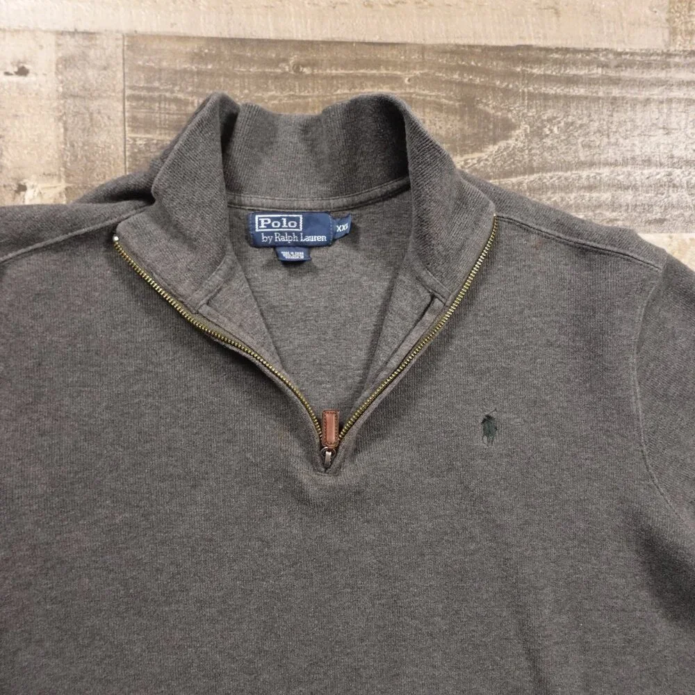 Polo by Ralph Lauren 1/4 Zip Pullover Sweater –‎ Men’s XXL Heather Gray
